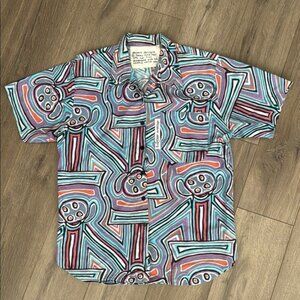 Vintage Desert Designs button down colourful abstract short sleeve